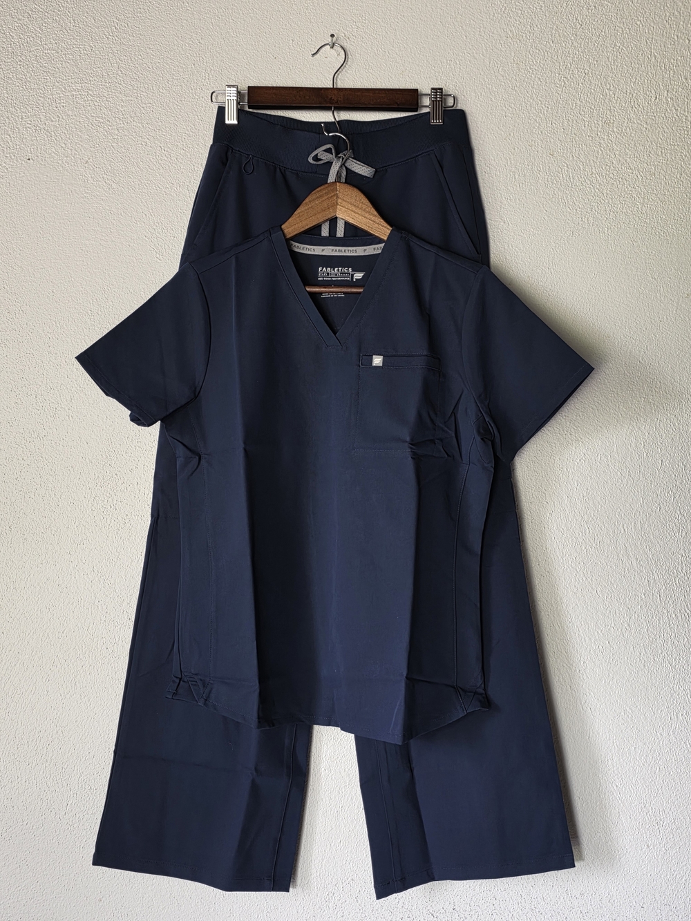 Fabletics Scrubs Set Navy Blue V-Neck Top & Cargo Pants Size S